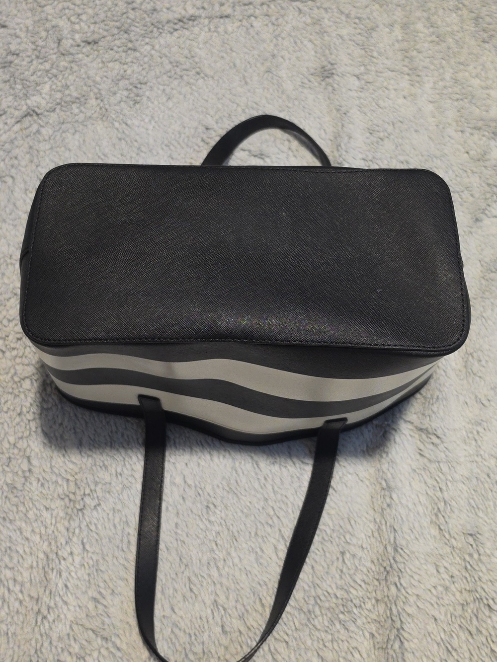 Michael Kors Black and White Striped Leather Tote - Picture 5 of 10